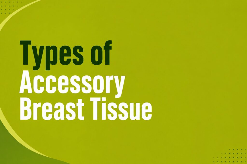Types of Accessory Breast Tissue illustrated in a medical awareness graphic explaining different forms of ectopic breast tissue